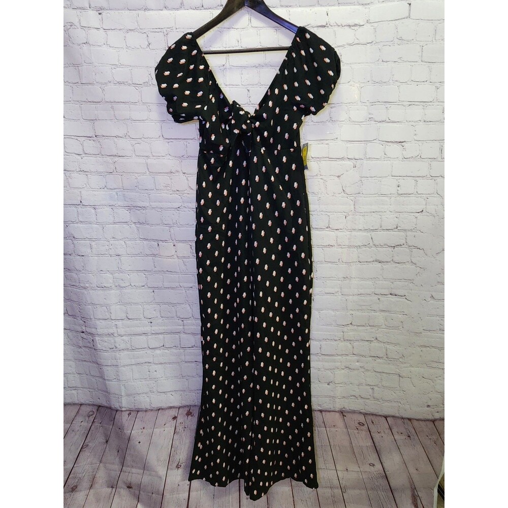 Velvet Torch Los Angeles Jumpsuit Womens Medium Black Wide Leg Keyhole Front